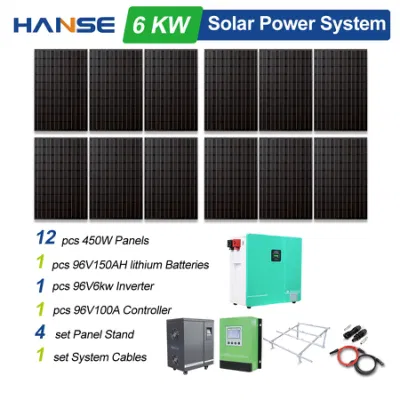 주거용 에너지 태양열 저장 시스템 6000W 8000W 10kw 15kw 20kw 태양 전지 패널 키트 6000W 그리드 태양 광 발전 시스템 설정 완료